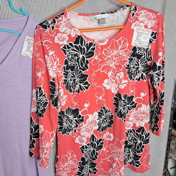 Lot of 3 Women's Tops - Felina Lavender‎ V-Neck & Floral Print Long Sleeve L - Picture 5 of 9